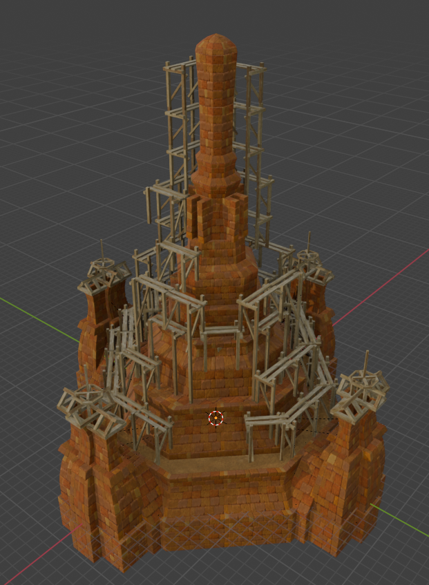 In-construction mesh with scaffolding
