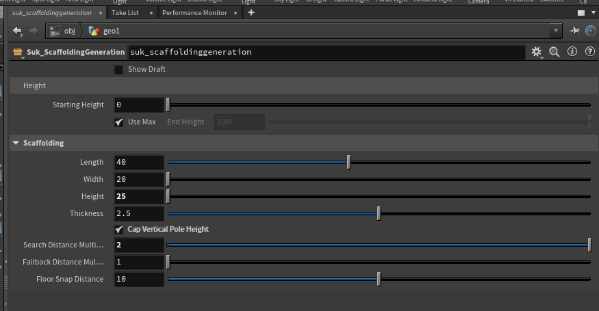 Parameters exposed in the HDA