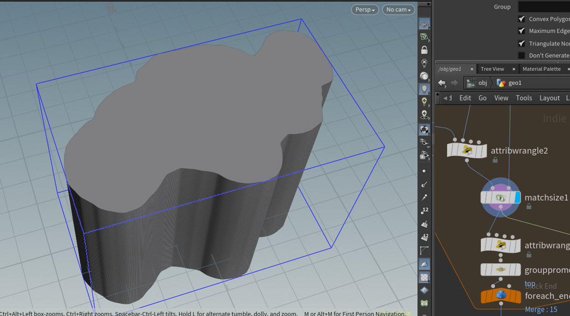 One tier of the terrace, smoothed out in Houdini